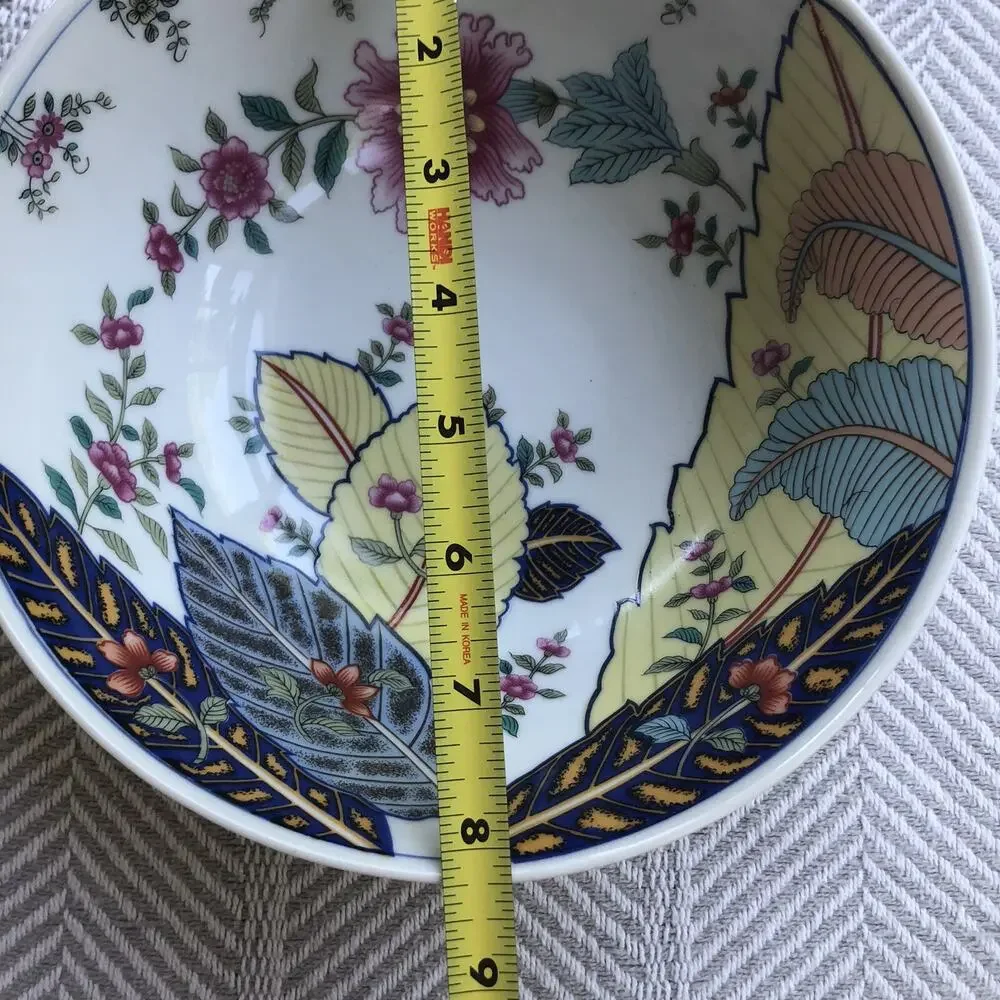 Serving Bowl Tobacco Leaf Genus Nicotiana Fine China by Mann Colorful 8.25
